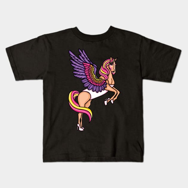 Drag Unicorn Kids T-Shirt by COLORaQUEEN